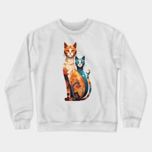 Gustav Klimt's Chromatic Whiskers: Colorful Cat Illustration Crewneck Sweatshirt